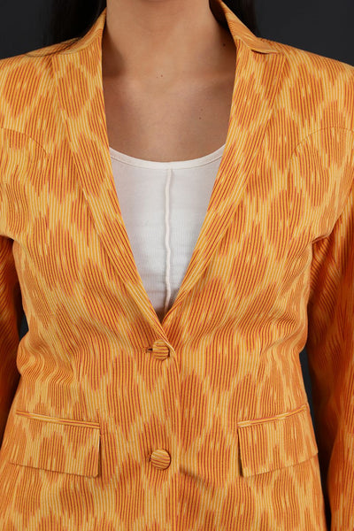 Ikat Yellow Cotton Blazer