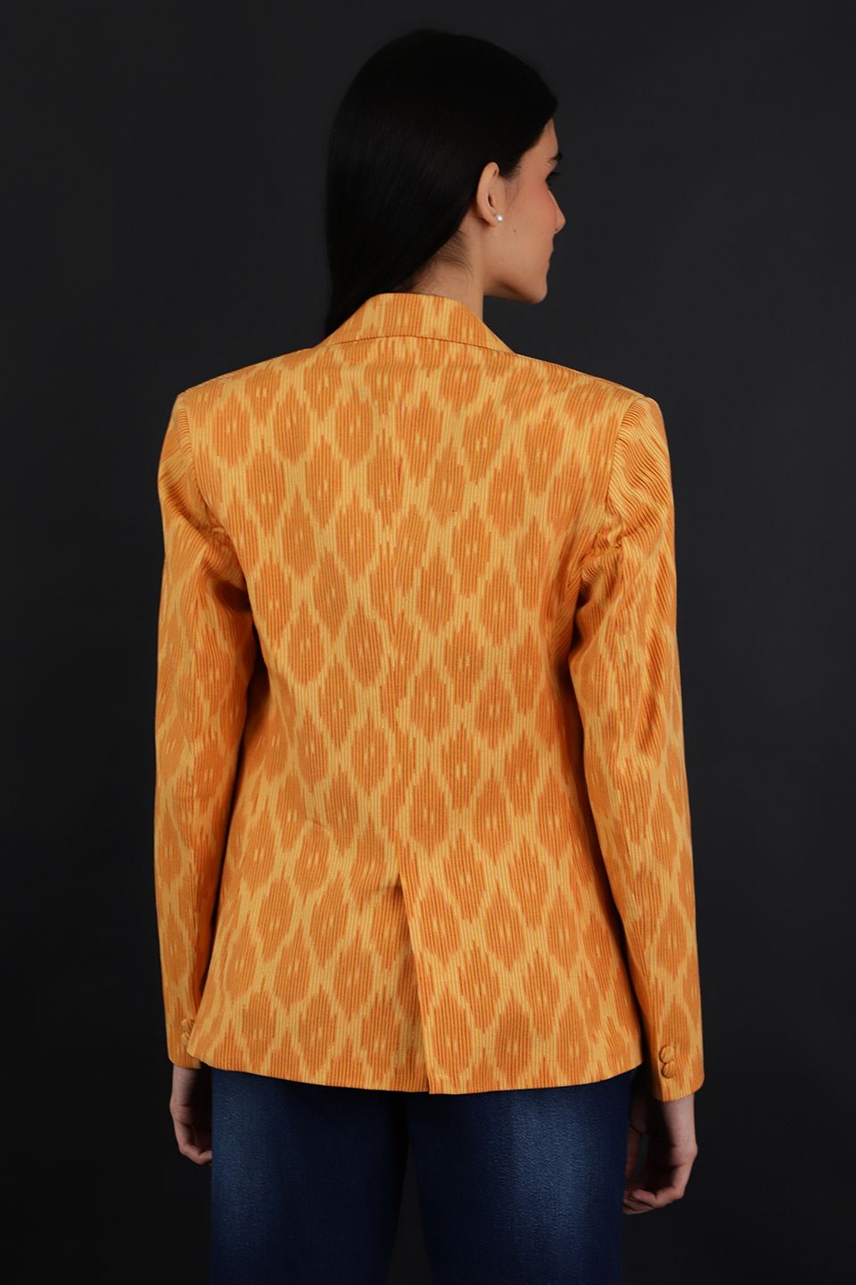 Ikat Yellow Cotton Blazer