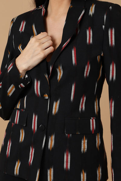 Ikat Black Cotton Blazer