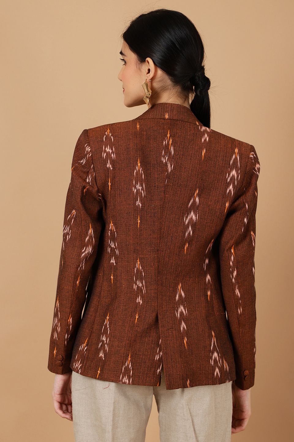 Ikat Brown Cotton Blazer