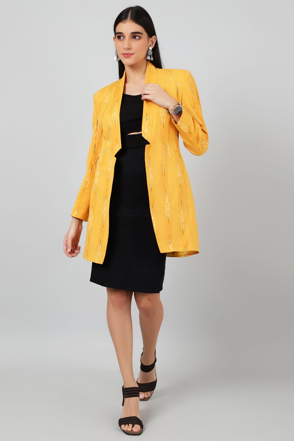 Ikat Yellow Cotton Blazer