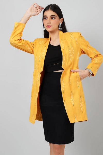 Ikat Yellow Cotton Blazer