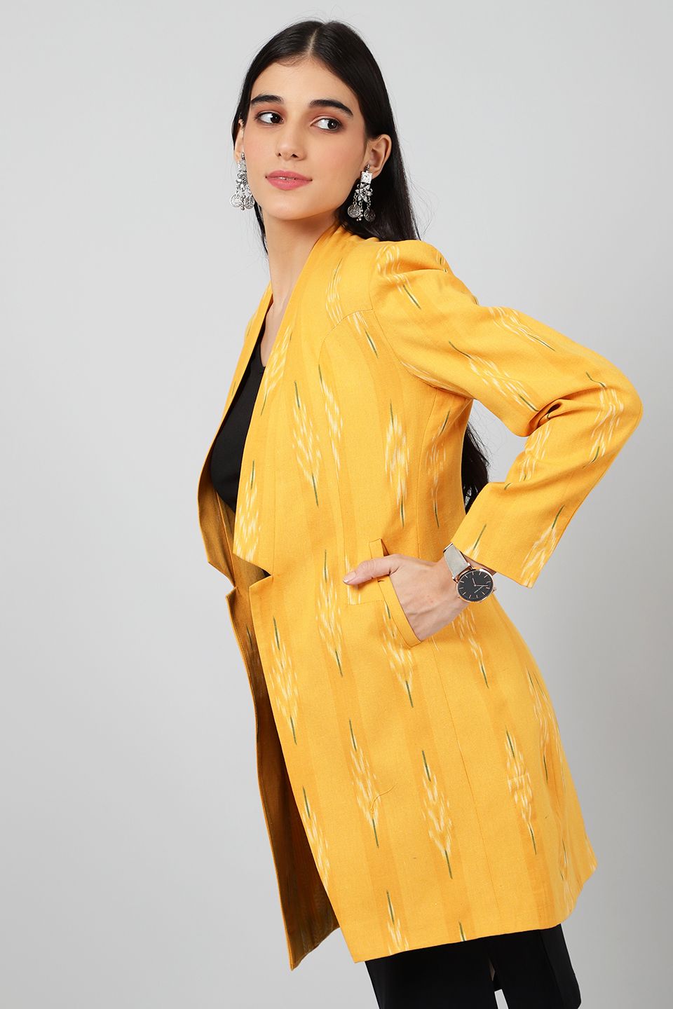 Ikat Yellow Cotton Blazer