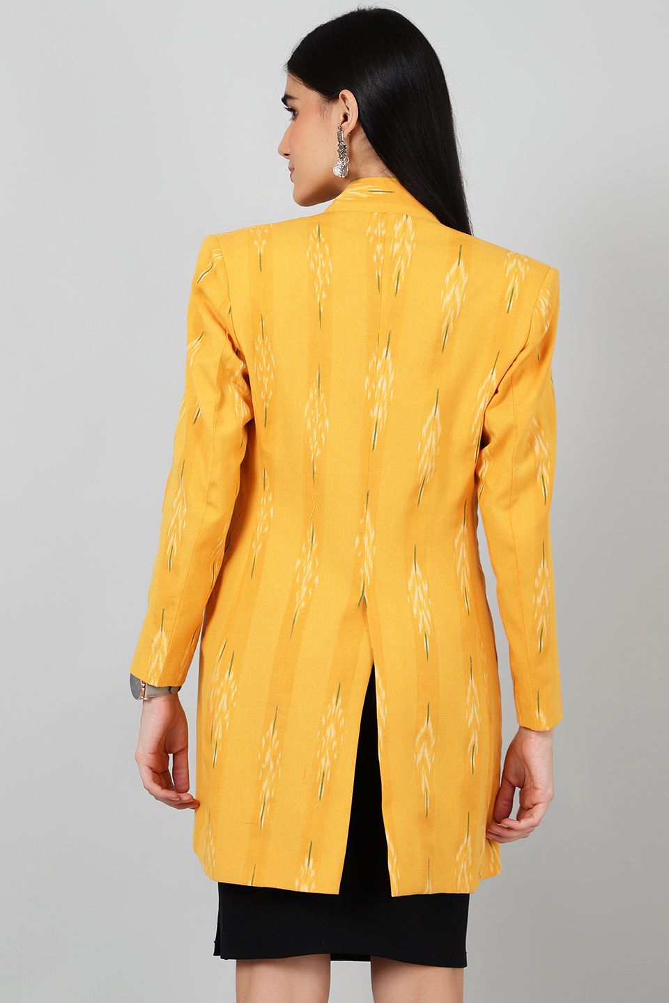 Ikat Yellow Cotton Blazer