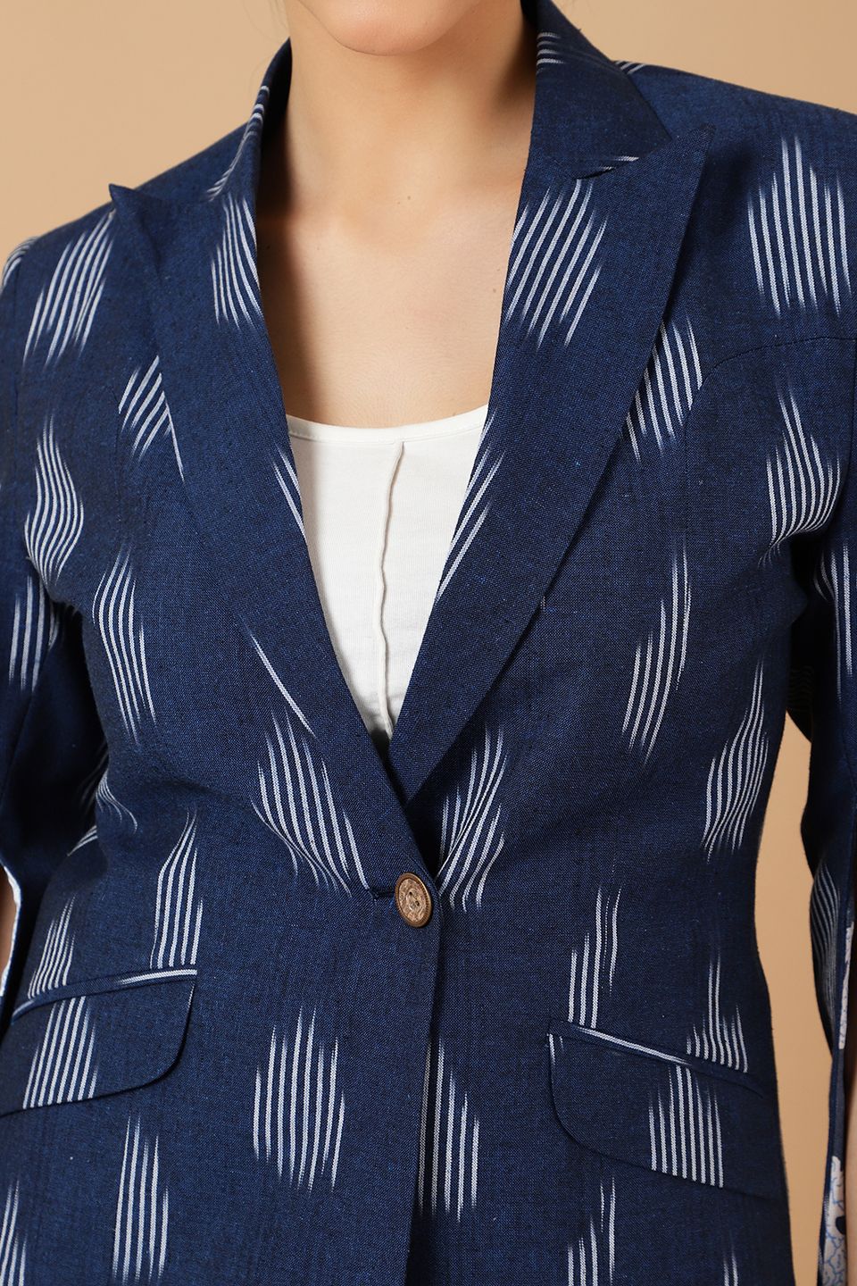 Ikat Blue Cotton Blazer