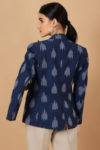 Ikat Blue Cotton Blazer