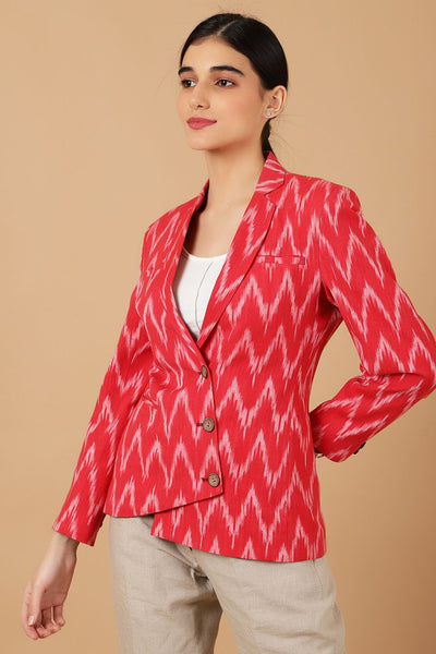 Ikat Red Cotton Blazer