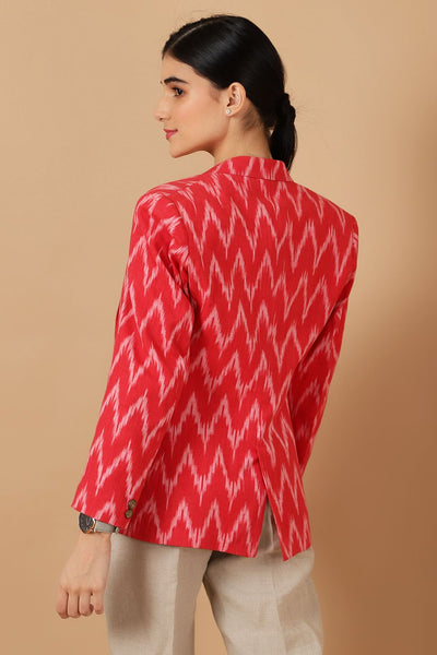 Ikat Red Cotton Blazer