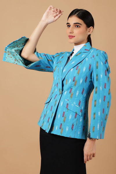 Ikat Blue Cotton Blazer