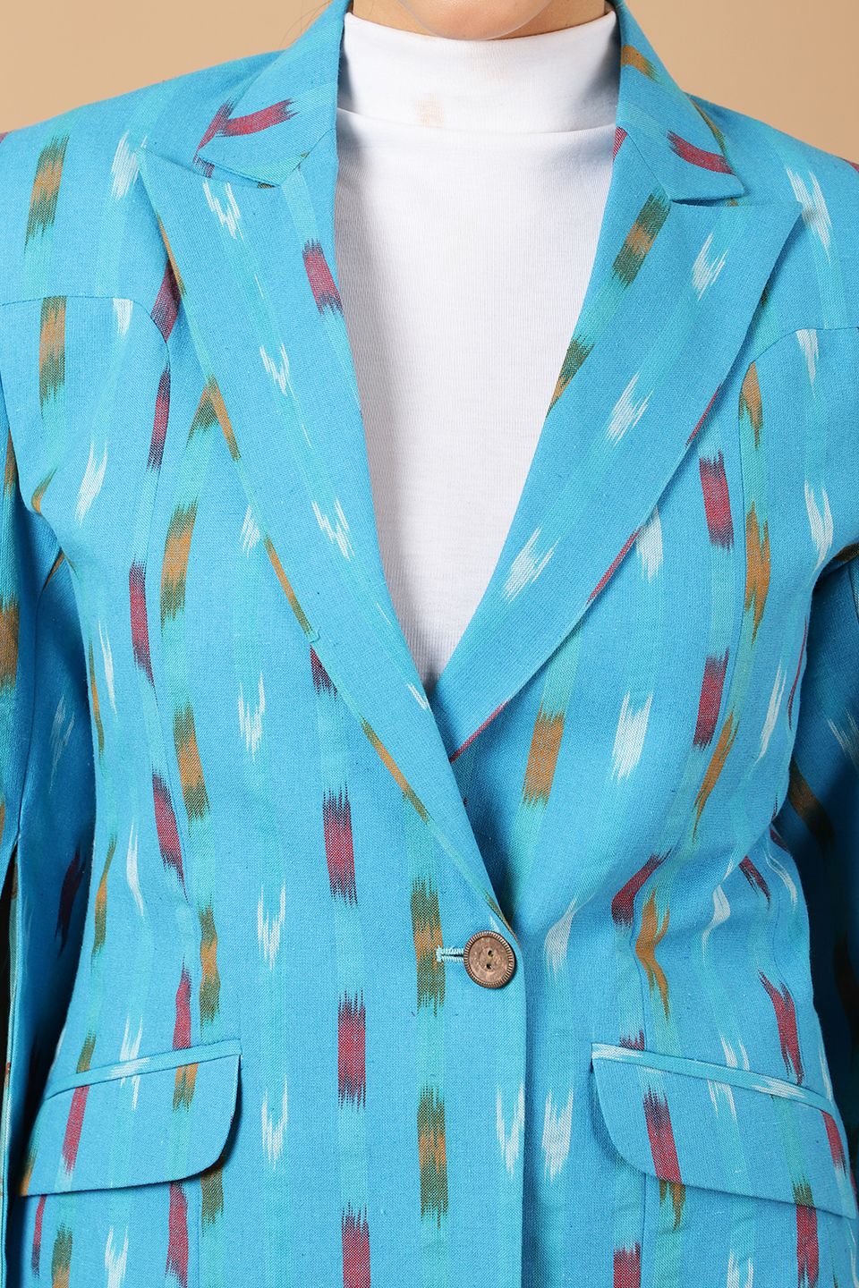 Ikat Blue Cotton Blazer