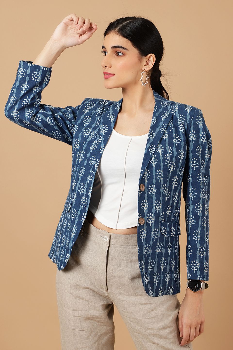 Indigo Blue Cotton Blazer