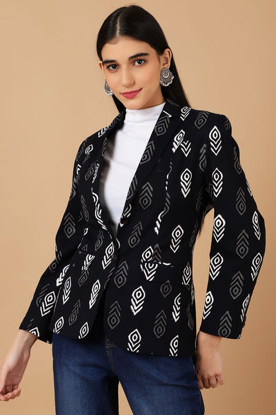 Indigo Black Cotton Blazer
