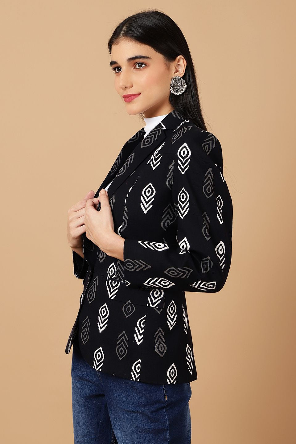 Indigo Black Cotton Blazer