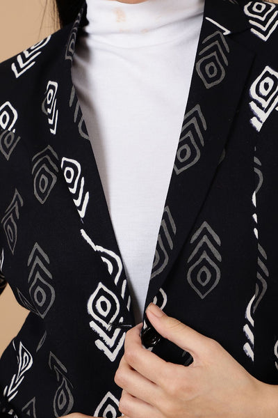 Indigo Black Cotton Blazer