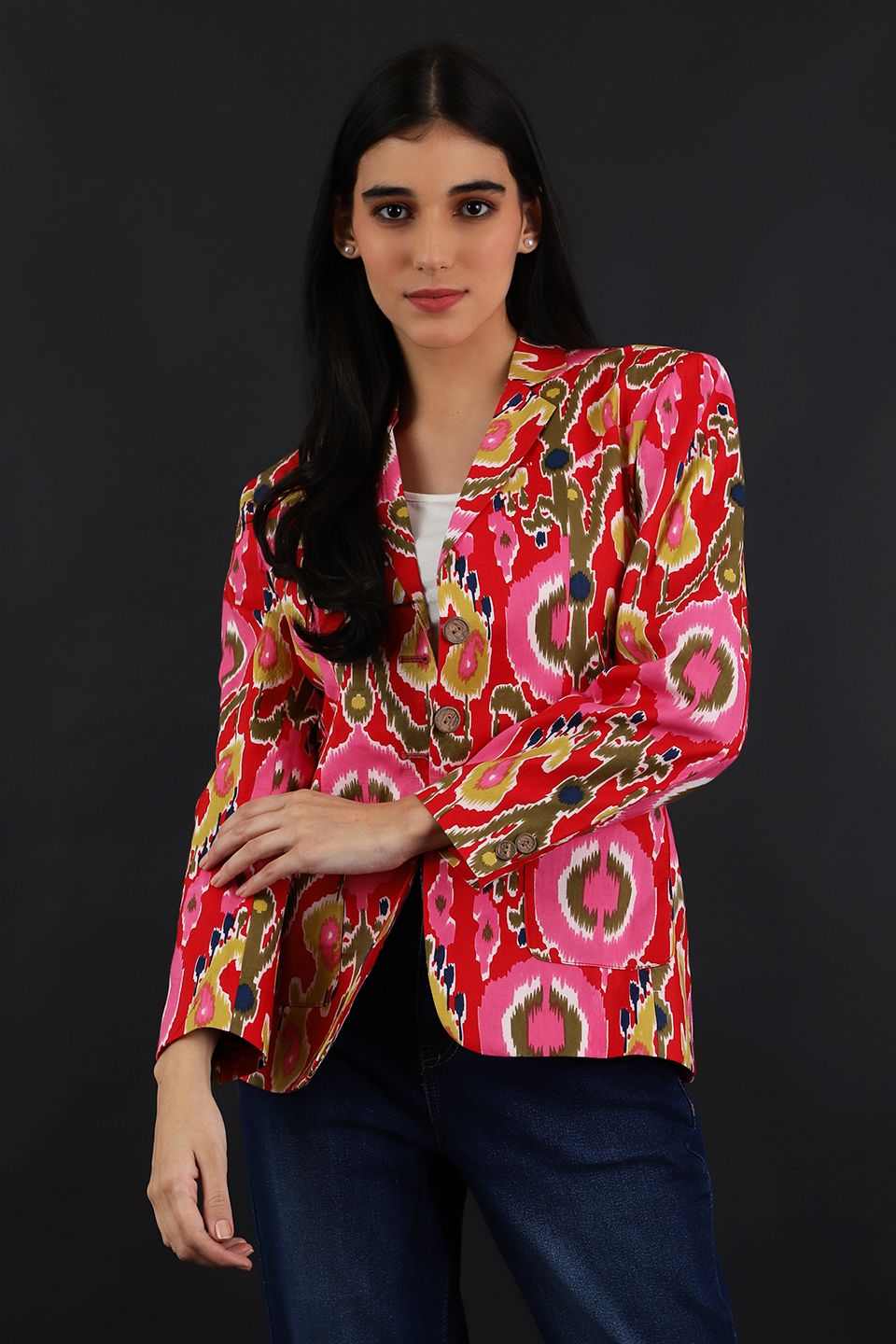 Jaipur Cotton Red Blazer