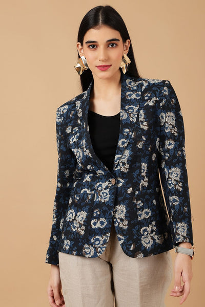 Bagru Blue Cotton Blazer