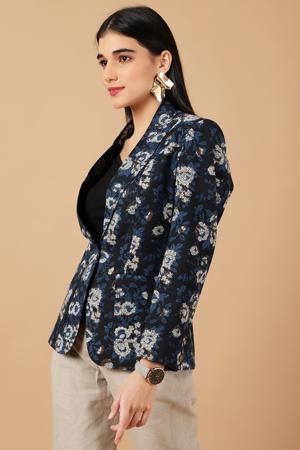 Bagru Blue Cotton Blazer