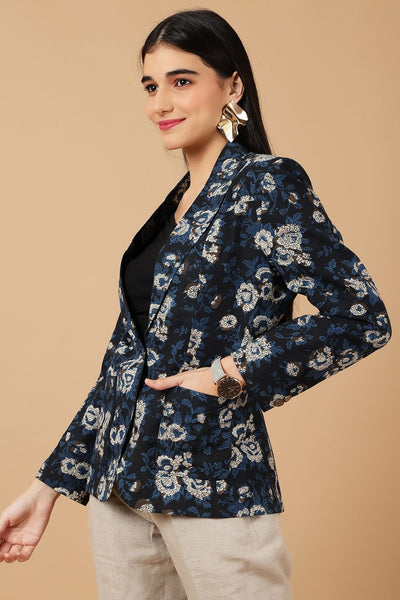 Bagru Blue Cotton Blazer