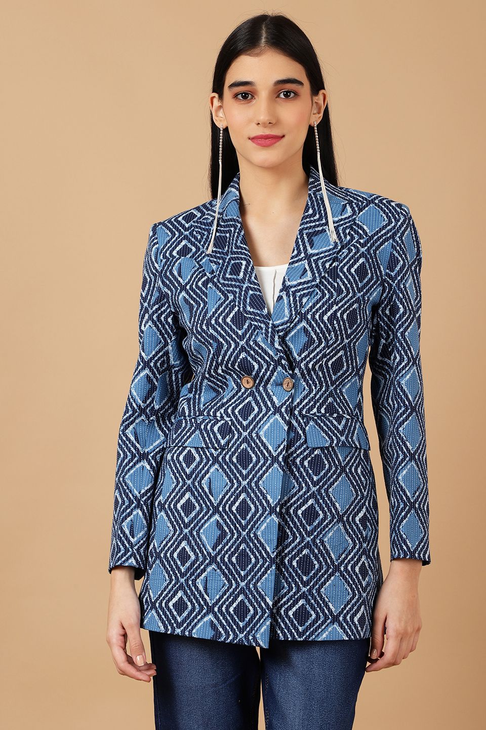 Jaipur Cotton Blue Blazer