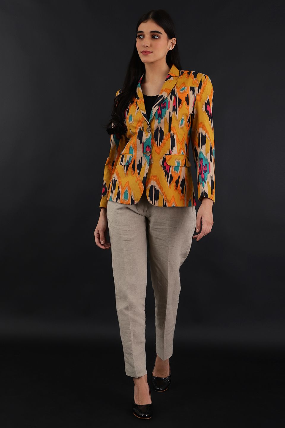 Jaipur Cotton Yellow Blazer