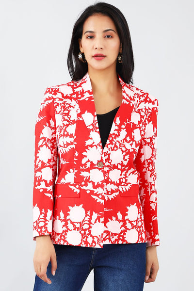 Jaipur Cotton Red Blazer