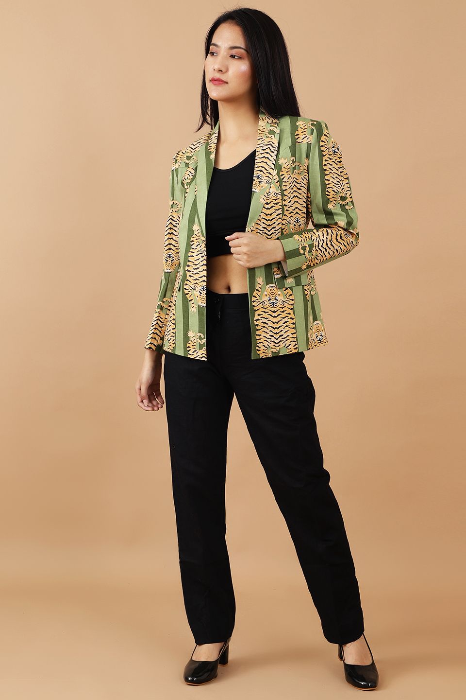 Jaipur Cotton Green Blazer