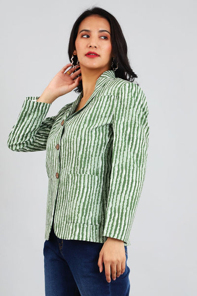 Jaipur Cotton Green Blazer