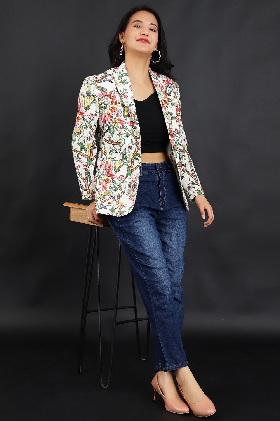 Jaipur Cotton White Blazer