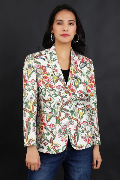 Jaipur Cotton White Blazer