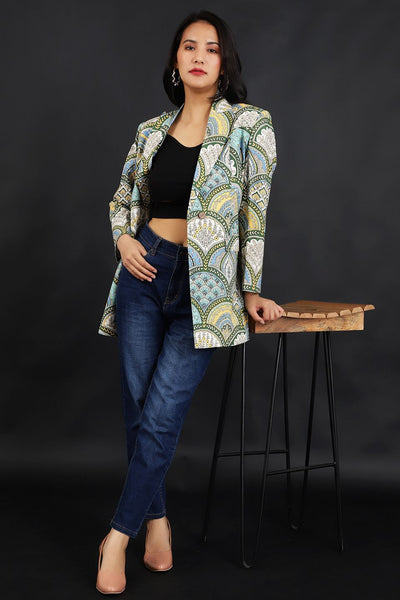 Jaipur Cotton Green Blazer