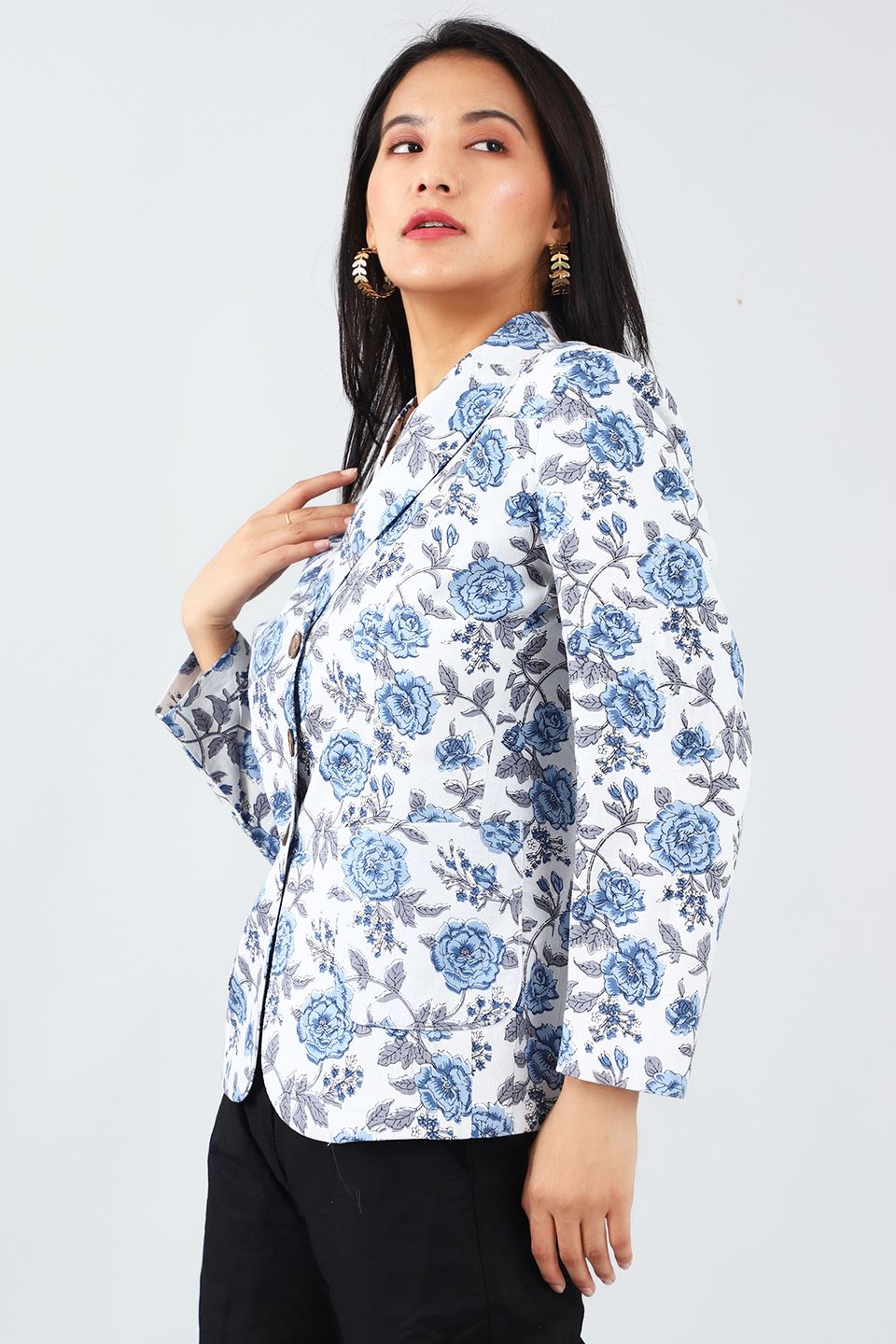 Jaipur Cotton Blue Blazer