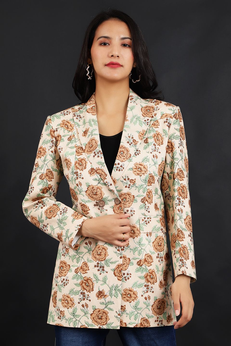 Jaipur Cotton Beige Blazer