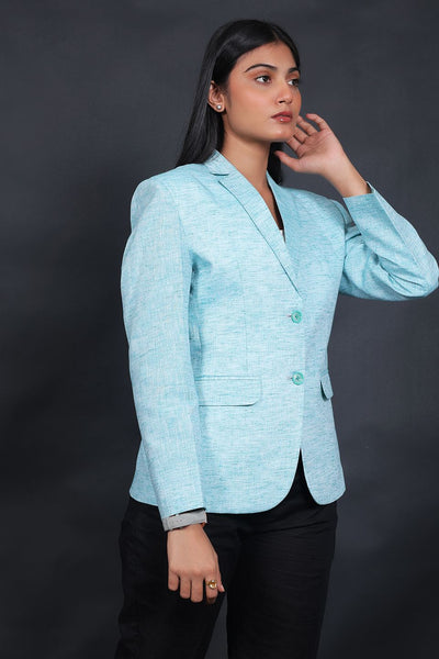 Linen Cotton Blue Blazer