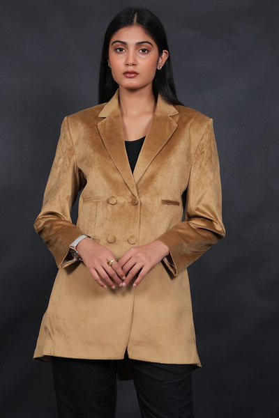 Cotton Velvet Gold Blazer