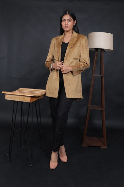 Cotton Velvet Gold Blazer