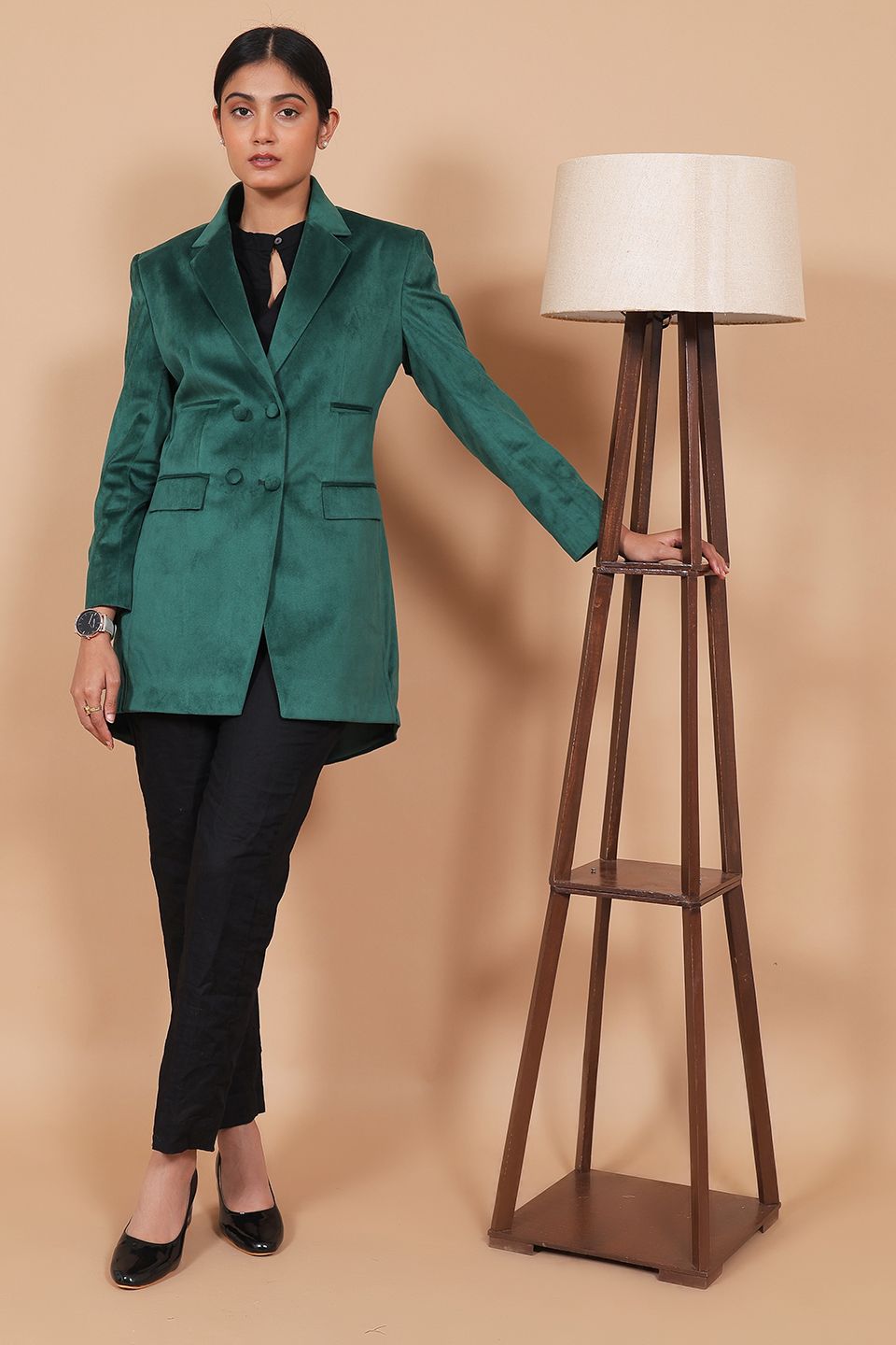 Cotton Velvet Green Blazer