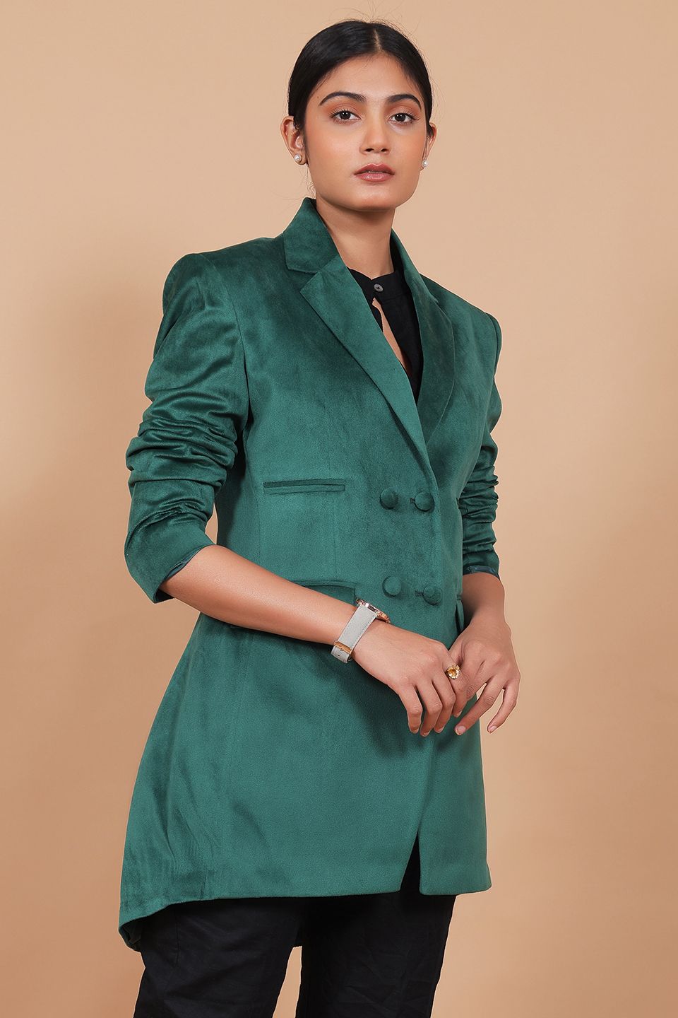 Cotton Velvet Green Blazer