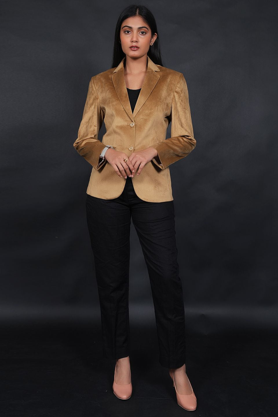 Cotton Velvet Gold Blazer