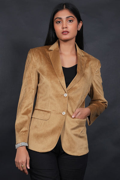 Cotton Velvet Gold Blazer