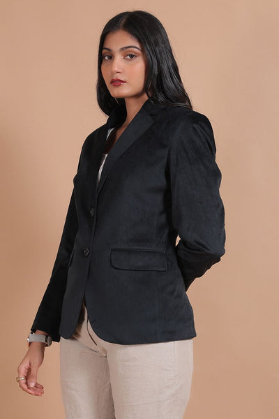 Cotton Velvet Black Blazer