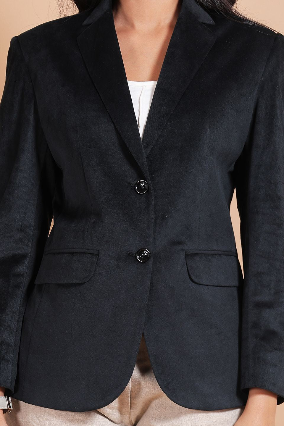 Cotton Velvet Black Blazer