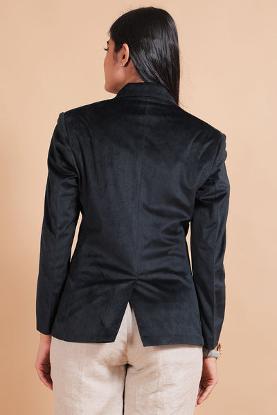 Cotton Velvet Black Blazer