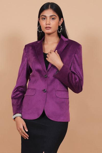 Cotton Velvet Purple Blazer