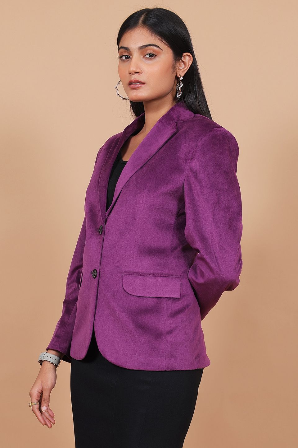 Cotton Velvet Purple Blazer