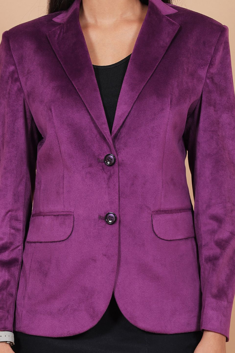 Cotton Velvet Purple Blazer