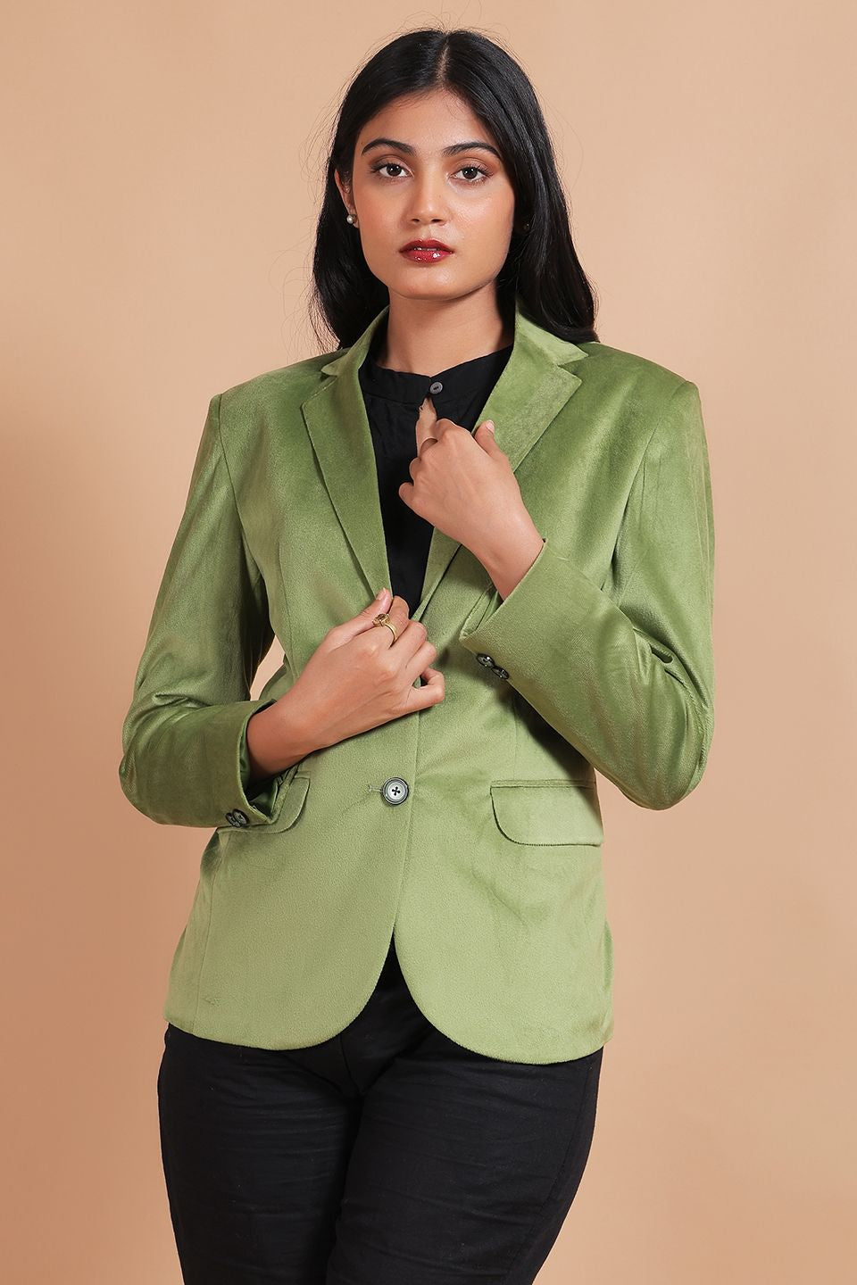 Cotton Velvet Green Blazer