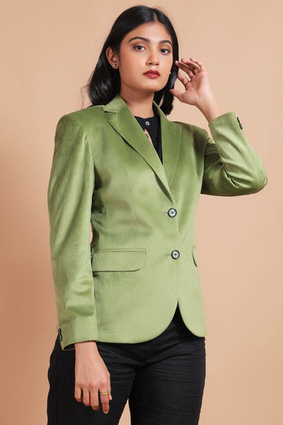 Cotton Velvet Green Blazer