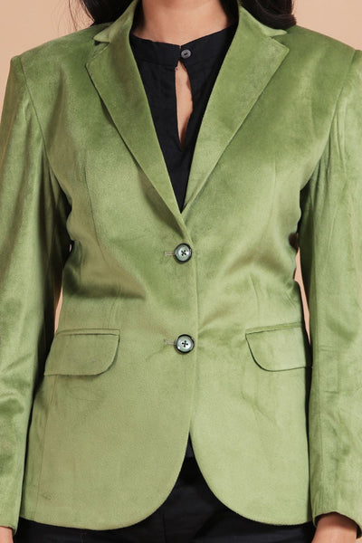 Cotton Velvet Green Blazer