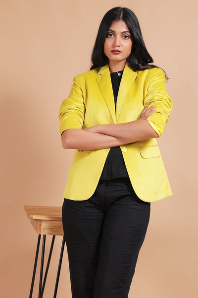 Cotton Velvet Yellow Blazer