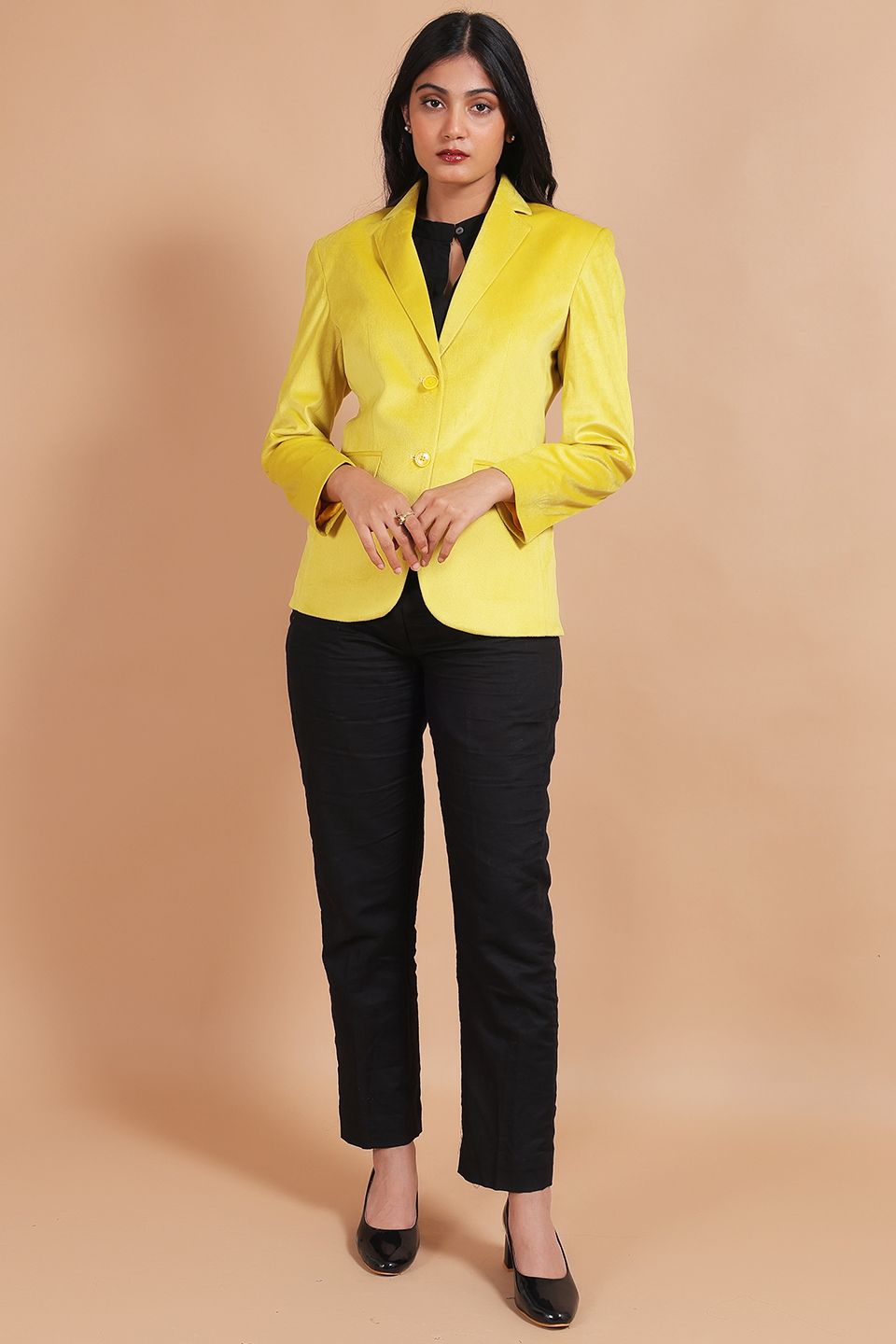 Cotton Velvet Yellow Blazer